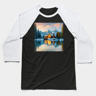 Cozy Mountain Cabin by a Lake Baseball T-Shirt